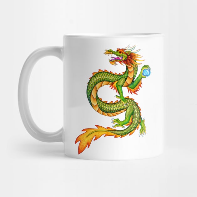 Colorful Cartoon Green Chinese Dragon by rebeccawangart